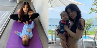 7 Potret Adinda Bakrie Momong Baby Korra, Sambil Yoga dan Pakai Bikini di Pinggir Kolam - Hot Mom Banget!