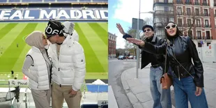 7 Potret Anniversary Trip Aurel Hermansyah dan Atta Halilintar di Madrid, Tampil Mesra di Stadion - Sempat Naik Perahu Susuri Sungai Bersama