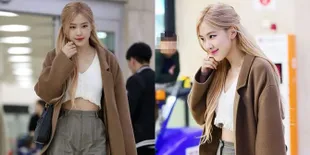 7 Potret Fashion Airport Rose BLACKPINK, Tampil Seksi Pakai Crop Tee