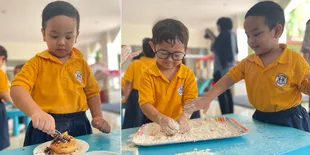 7 Potret Gala Sky Ikutan Cooking Class Bikin Donat di Sekolah, Nggemesin Banget!