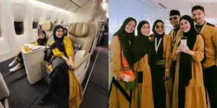 7 Potret Gaya Ayu Ting Ting Sekeluarga di Pesawat Saat Berangkat Umroh, Kompak Pakai Seragam dari Desainer - Disebut Cantik Berhijab 
