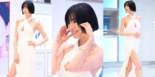 7 Potret Nana di Event Pop-up Store d'Alba, Stunning Pakai Gaun Putih - Cantiknya Nembus Layar