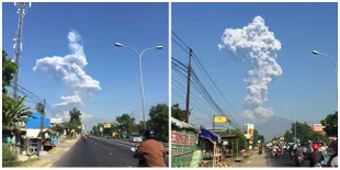 8 Foto Erupsi Gunung Merapi, Bumbungan Awan Panas di Angkasa