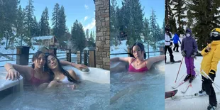 8 Potret Adinda Bakrie Liburan di Amerika, Hot Pakai Swimsuit di Tempat Bersalju - Main Ski Bareng Anak-anak