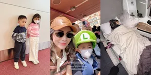 Potret Anak-Anak Momo Geisha di Pesawat dalam Perjalanan ke Jepang, Tertidur Pulas