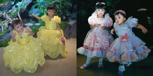 8 Potret Cantik Ameena dan Azura Pakai Baju Princess, Rok Kuning Ngembang Lucu Banget