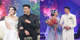 8 Potret Detail Penampilan Via Vallen saat Resepsi Pernikahan, Cantik Bak Bidadari Dibalut Gaun Putih dengan High Slit - Headpiece Unik Berkilau Jadi Sorotan