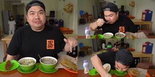 8 Potret Detik-Detik Kursi yang Diduduki Nex Carlos Patah Saat Review Makanan, Wajah Nyungsep ke Mangkuk Soto