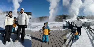 8 Potret Nikita Willy dan Indra Priawan Liburan ke Taman Nasional Yellowstone, Ajak Buah Hati Nikmati Keindahan Alam