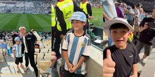 8 Potret Rafathar Totalitas Dukung Argentina, Lihat Langsung Lionel Messi Dari Dekat - Tetap Tersenyum Meski Akhirnya Kalah