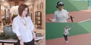 8 Potret Syahrini Latihan Tenis, Bawa Permen Himalayan Salt dan Speaker Sendiri