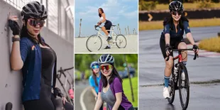 8 Potret Tante Ernie Pemersatu Bangsa Saat Bersepeda, Pamer Body Goals yang Keren Banget