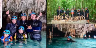 9 Potret Anang Ashanty Sekeluarga Berenang Seru di Gua Rio Secreto Meksiko, Arsy dan Arsya Berani Banget!