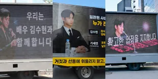 9 Potret Fans Kirim Truk Dukungan untuk Kim Soo Hyun Dekat Lokasi Konferensi Pers Keluarga Kim Sae Ron
