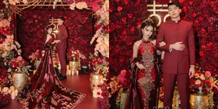 9 Potret Sangjit Nita Vior & Vincent Kosasih, Didominasi Warna Merah Beri Kesan Mewah dan Elegan