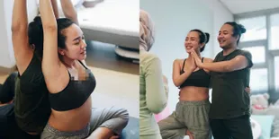 Akhirnya Hamil Setelah Menunggu Belasan Tahun, Ini 7 Potret Dea Ananda Lakukan Yoga Bersama Suami - Netizen: Perutnya Mana?