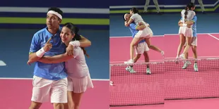 Akrab Banget, Potret Raffi Ahmad dan Nia Ramadhani Pelukan Usai Pertandingan Tenis - Menang Dramatis dari Korea