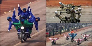 Aksi Akrobat Polisi Wanita di India, Bikin Jantung Berdebar!