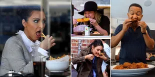 Asyik Makan, Ekspresi Seleb Hollywood Ini Konyol & Bikin Geli!