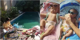 Berbagai Gaya Anak Kembar Cynthia Lamusu Kala Berjemur, Nggemesin