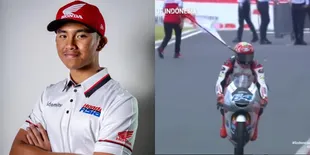 Bikin Merinding dan Membanggakan, Ini 8 Potret Mario Suryo Aji Pembalap Jawa Timur Bawa Bendera Merah Putih Sambil Berkendara di Sirukit Mandalika
