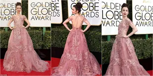 Dapat Nominasi Pertama Golden Globe, Lily Collins Tampil Cantik