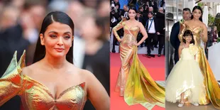 Detail Gaya Aishwarya Rai Bergaun Mermaid Gold, Panen Kritikan!