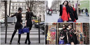 FOTO: 2 Sosialita, Syahrini-Nina Kaginda Kembaran Outfit di Paris