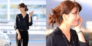 FOTO: Airport Fashion Suzy, Makin Memukau Dengan Style Messy Hair