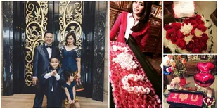 FOTO Anniversary Ke-7 Vega Darwanti & Suami, Manis Bertabur Bunga