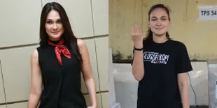 FOTO: Belum Mandi, Penampilan Santai Luna Maya Saat Datang ke TPS