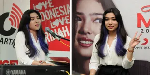 FOTO: Cantiknya Isyana Sarasvati Dengan Rambut Highlight Ungu