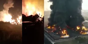 FOTO Detik-detik Kebakaran Kilang Minyak Balongan Indramayu, Histeris Ucapkan Takbir - Ada Warga yang Terluka