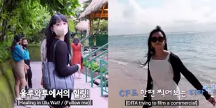 Foto Dita Karang Liburan Tipis-Tipis di Bali, Bagai Gadis Pantai dan Tak Lupa Promosi Kue Lupis