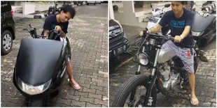 FOTO: Garang! Begini Saat Istri Aming, Evelyn Kendarai Motor Gede