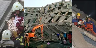FOTO: Gempa 6,4 SR Guncang Taiwan, 600-an Warga Tertimbun Gedung