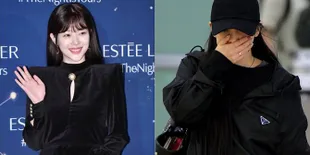 FOTO: Goo Hara Sampai di Korea, Baju Serba Hitam - Tak Bisa Tahan Tangis di Bandara