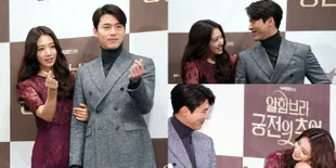 Foto Hyun Bin & Park Shin Hye di Preskon Drama, Cute Penuh Tawa
