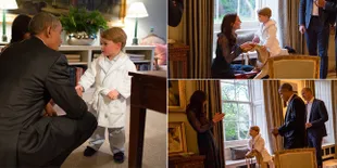 FOTO: Inilah Momen Pertemuan Barack Obama & Putra Kate Middleton