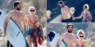 FOTO: Kencan Romantis di Pantai, Liam Gandeng Mesra Miley Cyrus