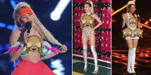 FOTO: Kostum Kontroversial Miley Cyrus di VMAs 2015, Makin Liar!