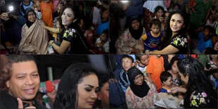 Foto Krisdayanti dan Raul Lemos Kunjungi Pengungsi Banjir