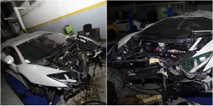 FOTO: Lamborghini Mewah Raffi Ahmad Yang Rusak Akibat Kecelakaan