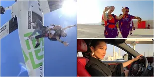 FOTO: Liburan di Dubai, Bella Hadid Ketagihan Main Skydiving
