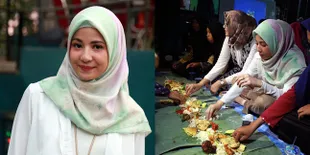 FOTO: Makan Sambil Lesehan, Natasha Rizki Buka Bersama Anak Yatim