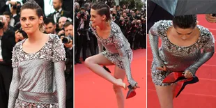 FOTO: Momen Kocak Saat Kristen Stewart Nyeker di Atas Red Carpet