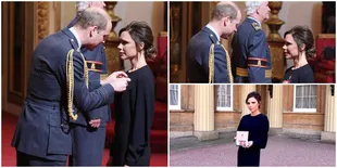 FOTO Momen Victoria Beckham Dapat Gelar OBE Dari Pangeran William