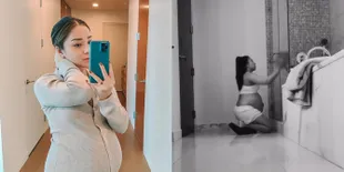 Foto Nikita Willy Bersih-Bersih Kamar Mandi di Apartemen Sendiri, Pakai Hot Pants & Crop Top Bikin Baby Bump Tampak Jelas
