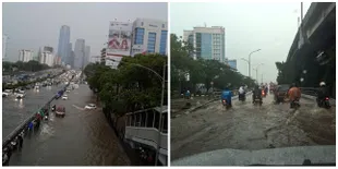 FOTO: Potret Jakarta Saat Banjir Besar Kemarin, Jalanan Terendam