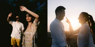 Foto Prewedding Karina Nadila dan Rangga, Romantis di Sawah dengan Latar Belakang Candi 